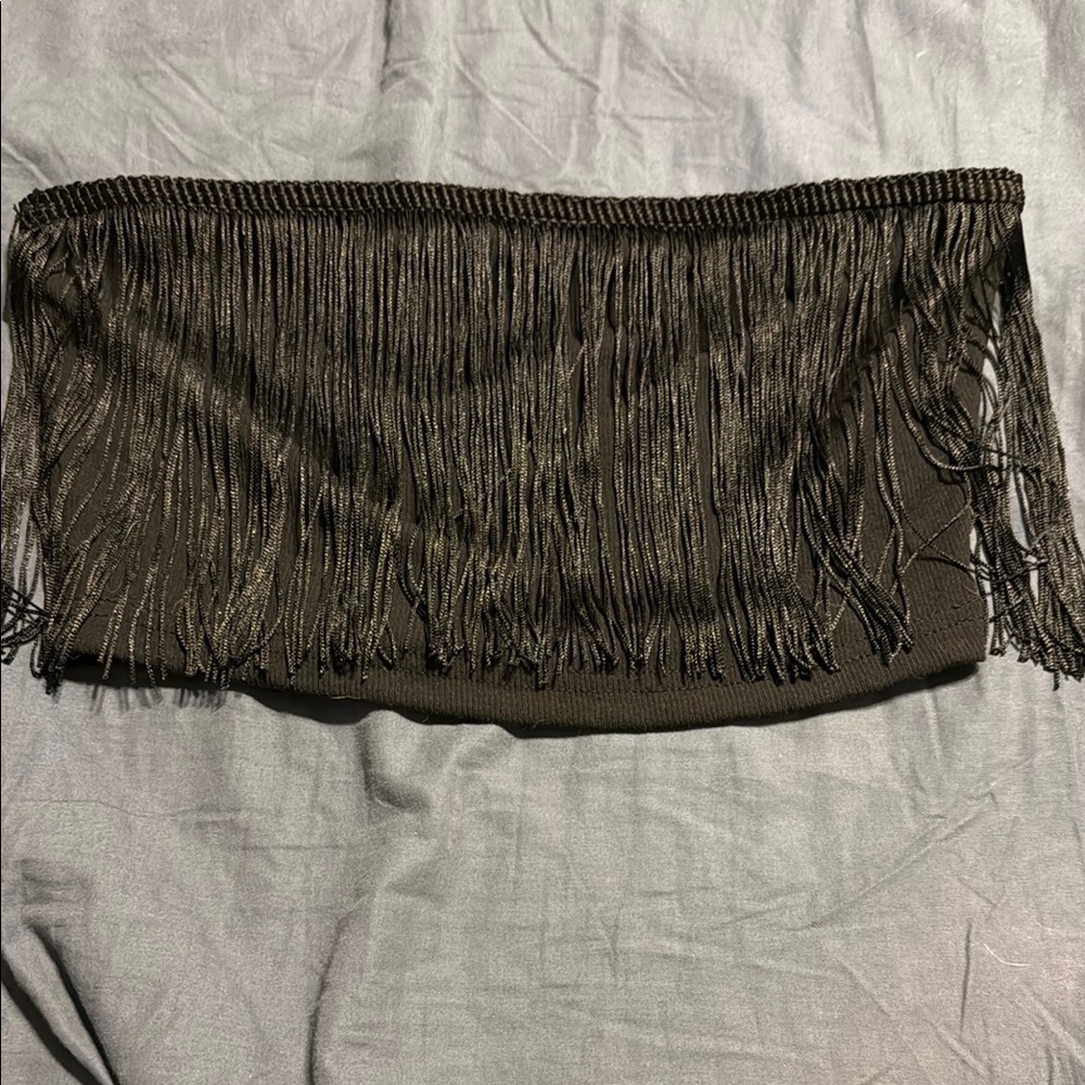 Black Fringe Tube Top